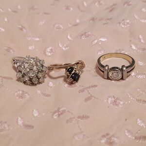 Set of 3 GENUINE VINTAGE Rings – 1 Silver & 2 Gold Bands